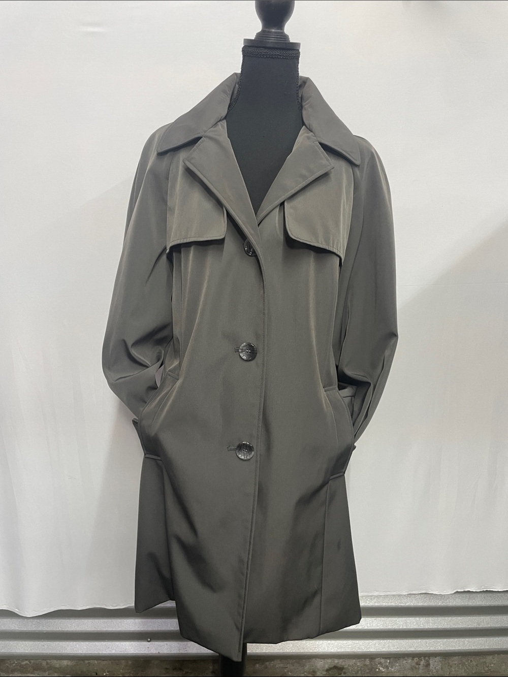 Calvin Klein Classic Gray Women's Trench Coat, Timeless Lightweight Size Large